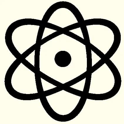 An ink drawing of an atom, the mascot of React.